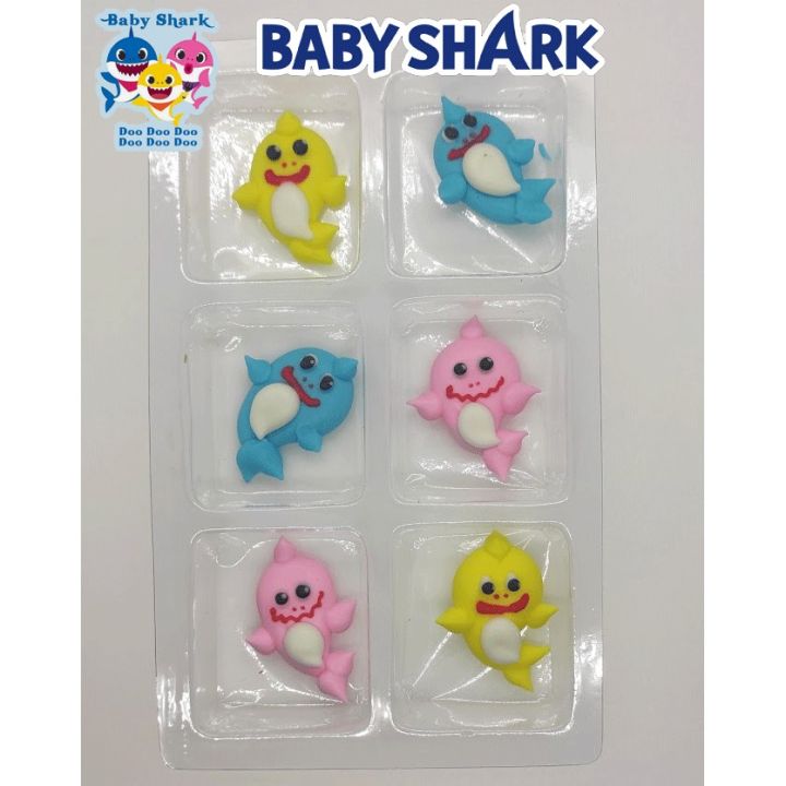 Baby Shark Character Royal Icing 2D cake cupcake Topper edible ...