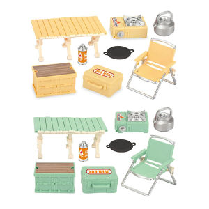 💥【Special price】💥UWO ชุดของเล่นตั้งแคมป์ปิกนิกขนาดเล็กจำลองบ้านตุ๊กตาตกแต่งฉากกลางแจ้งเก้าอี้โต๊ะพับได้เก้าอี้สตูลเตาสำหรับเด็ก