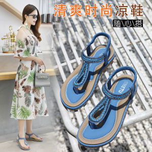 36-42 fesyen wanita berkilat sandal berlian buatan kasut rata wanita lembut Insole klip kaki musim panas kasut getah harian pakaian pejabat Formal