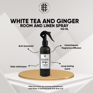 Hezekiah Room and linen spray White Tea Ginger Hotel Scent Fragrance Room Car bathroom Linen Anti-bacterial Spray.
