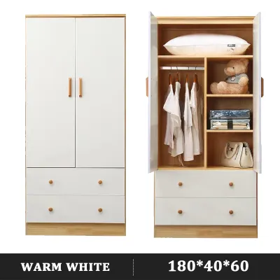Bewell Wooden Wardrobe for Clothes Modern Wardrobe Cabinet for Bedroom Home Furniture Storage Cabinet