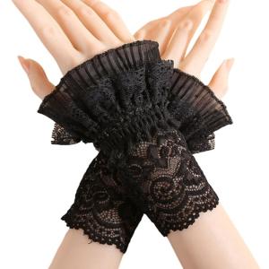 Fashion Womens Short Lace Gloves Fingerless for Driving Wedding Wrist Bridal Prom Gloves for Summer Activities