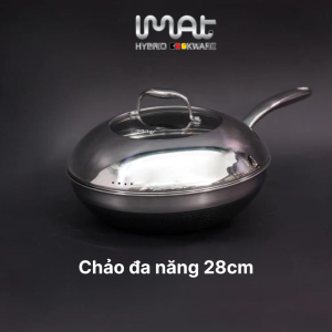 [Hàng chính hãng] Chảo xào/ đa năng sâu lòng inox iMat Hybrid Blackcube 28cm Phủ chống dính Daikin-Nhật Bản thế hệ mới