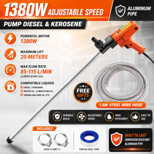 DEKES Electric Oil Pump 1380W-1850W Oil drum pumping device Diesel Engine oil Hydraulic oil pumping unit