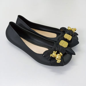 Azgalery SPT-28 Sandal Selop Heels Shoes Wanita Motif Pita Beruang Nyaman Empuk Bahan Karet PVC COD