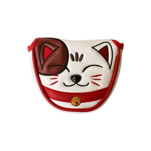RANZH for Driver Fairway Golfer Gift ic Closure PU Leather Club Head Protector Hybrid Wood Head Cover Blade Mallet Putter Golf Putter Cover Lucky Cat Golf Club Headcovers