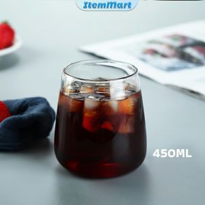 ItemMart 450ml 500ml Glass Coffee Cup Tea Milk Yogurt Mug Creative Transparent Letter Pattern Drinkware