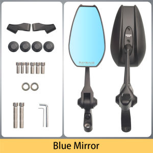 SEAMETAL Motorcycle AOS4 Mirror HD Blue Mirror Electric Motorcycle Wide Angle Adjustable Side Rearview Mirror For Japan CBS MSX Forza NaMx XMax PCX Wave Suitable for all models