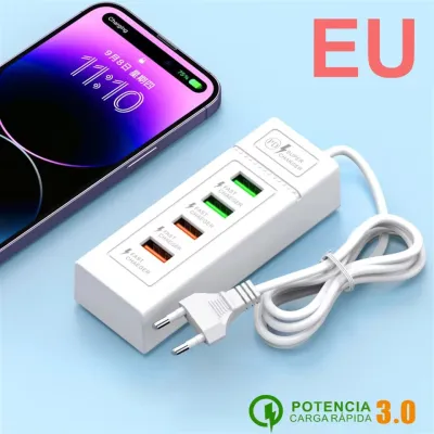PD020 Fast Charger 4 Port Pengisi Daya USB Hp Adaptor Power Socket Pengisian Cepat Power Strip Phone Charger Station Splitter