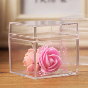 Plastic Square Box Small Plastic Storage Box 5 Sided Square Transparent Container for Candy Pills and Small