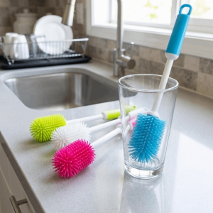 INSPIRE Long Handle 360-Degree Rotating Cleaning Brush Eco-Friendly Durable Feeding Bottle Brushes Deep Scrubber Non-Slip Grip Silicone Cup Brush For Narrow Bottles