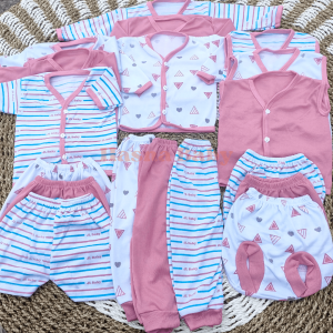 Paket Lahiran 18Pcs Setelan Baju Bayi  Celana Bayi Baru Lahir Perempuan Kekinian Seri Pink-JL Baby