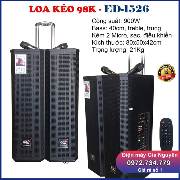 Loa kéo 98K Bass 40, hát hay, kèm 2 tay Micro, giá rẻ. Bảo hành 12 ...