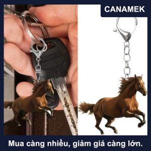 【CANAMEK】 2D Acrylic ngựa Keychain vòng chìa khóa trang trí động vật Ba lô Mặt dây chuyền sinh nhật bên phụ kiện