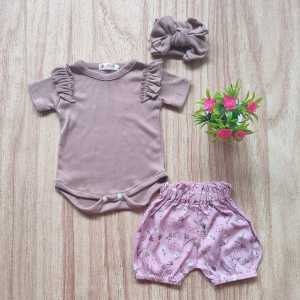 3-24Bulan RARA Set Jumper Baby plus Celana & Big Bandana by Alesha Apparel
