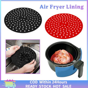 [Fast Delivery] 8 Inch Reusable Silicone Air Fryer Liner Round Shaped Kitchen Silicone Non Stick Mat Easy Clean Air Fryer Accessories For Oven Cooking Baking Tool