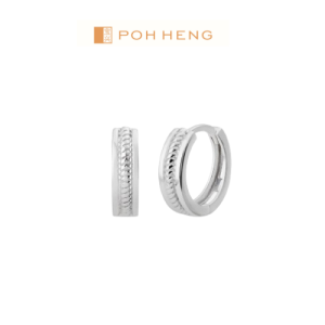 Poh Heng Jewellery 18K Twist Huggie Earrings in White Gold [Online Exclusive]