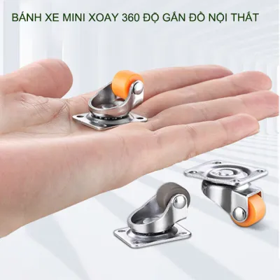 Bộ 4 bánh xe đơn mini xoay 360 độ gắn đồ vật đồ nội thất đa năng giúp dễ dàng di chuyển