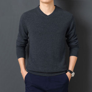 Romond mens sweater suitable for autumn winter and summer plus size solid color crew neck warm wool knitted sweater suitable for men