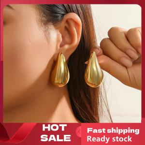 🚚【Local Express Delivery】🚚 Vintage Gold Plated Chunky Dome Drop Earrings For Womens Earstuds Glossy Teardrop Earrings Exaggerated Jewelry Gifts