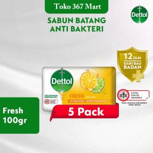 Dettol Sabun Batang Anti Bakteri Fresh 100 gr (5 Pcs) - Paket Hemat