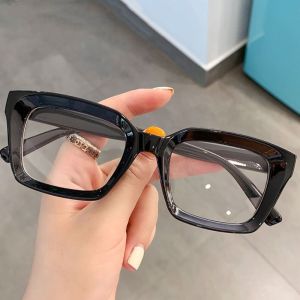PWD0442 Trong suốt Kính đọc sách chống tia xanh Retro Hình vuông Kính mắt khung lớn Cổ điển Sọc gỗ Kính mắt cho người lão thị Phụ nữ/Đàn ông