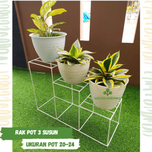 HK Rak Pot Bunga Besi Susun 3 Cantik ukuran Pot 20