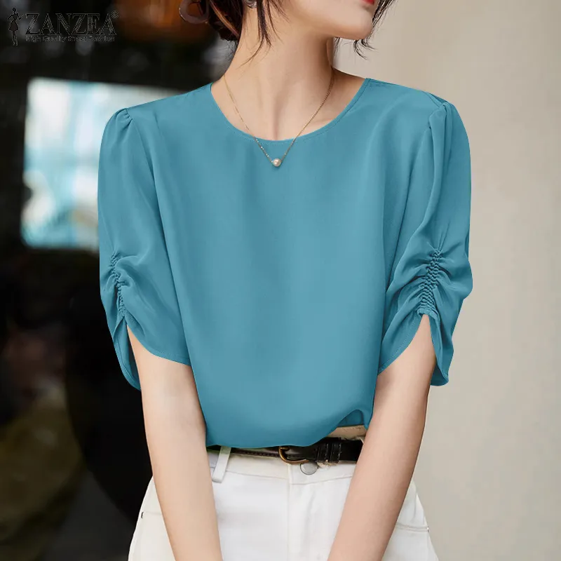 ZANZEA Korean Style Women's Blouse New Fashion Formal Short Sleeve