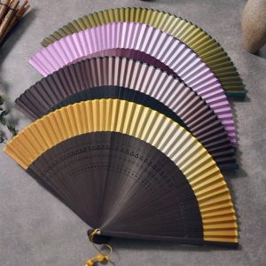 YOUSHI TOP Hollow Carving Bamboo Folding Fan Gradient Color Portable Retro Hand Fan Vintage Style Handmade Dance Fan Wedding Party