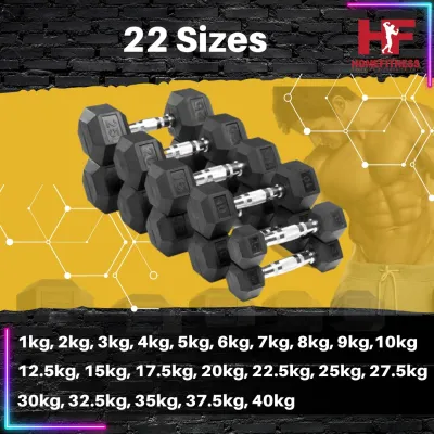Prograde Hex Rubberised Dumbbell (1KG - 12.5KG)