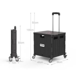 Supermarket Portable Folding Shopping Cart Grocery Shopping Cart 360 Degree Universal Wheel Plastic Trolley Cart Trolley
