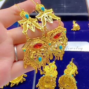 Turkish Gold Plated Geometric Dangle Earrings Portable for Women Ladies Trend Banquet Accessories Casual Wear