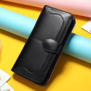 (Bisa COD) Dompet Wanita 2022 Fashion Baru Dompet Koin Panjang Warna Solid Tas Genggam Tas Multi-Kartu Dompet Saku Ritsleting Gesper dompet Gratis Shipp