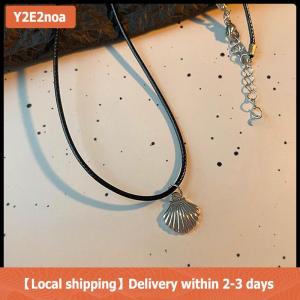 【Local shipping】 Retro Black Rope Heart Shell Pendant Necklace For Women Starfish Clavicle Chain Necklace Trendy Accessories Gift
