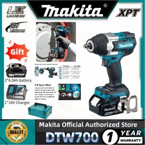 Makita 18V DTW700 Wrench Rechargeable Power Tools Lithium Battery Brushless High Torque Electric Wrench  Cordless Impact (1 Charger 2 Batteries)