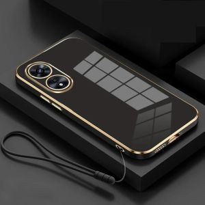 Softcase Oppo A58 4G Case Luxury Plating Casing Silicone Free Tali Lanyard