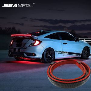 110 Cm Universal Trunk Fiber Spoilers LED Lights Strip Carbon Multifunction 1.2M Car Exterior Rear Spoiler Turn Signal Brake Lamp