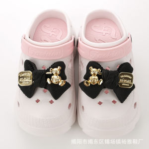 2Pcs Crocs Jibbitz Charms 3D Teddy Bear Bow Shoe Flower Shoe Buckle Decoration for Crocs