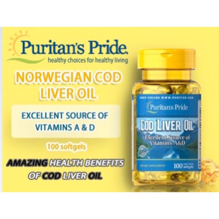Puritan's Pride Cod Liver Oil 415 mg/ 100 Softgels / Item 001150 Lazada Singapore