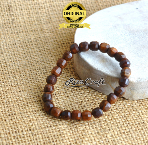 Gelang Kesehatan Kayu Kaukah Kokka Kokkah Arab Turki model Bulat Coklat Cutting Kristal Santri Pria Wanita Cowo Cewe