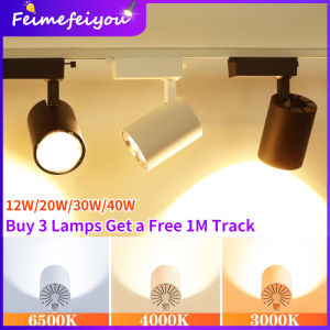 track light downlight rail 1 meter 3 lamps ceiling lights spotlight COB brighter for living room bedroom store studio lighting 12W 20W 30W 40W