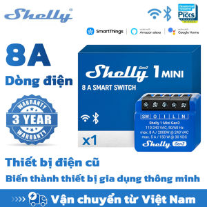 Shelly 1 Mini Gen3 Công tắc thông minh điều khiển bằng Wi-Fi 8A Đèn tự động Cửa nhà để xe Hệ thống tưới tiêu Thiết bị điện nhỏ