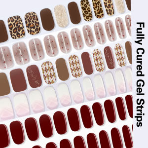 UV FREE Fully Cured Gel Nail Strips 16 Tips Self Adhesive Gel Nail Stickers DIY Nail Art Manicure DONT NEED UV LAMP