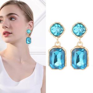 Square Zirconia Studs Earrings Minimalists Designs Portable Alloy for Daily Wear and Special Occasions