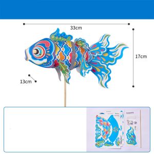 APBZOK LED Light Goldfish Lantern Lamp Glowing Handmade Koi Carp Lantern Chinese Mid-Autumn DIY Lantern Materials Photography Props