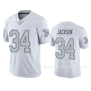 Jersi bersulam berkualiti tinggi NFL Rugby Wear Jersey Raiders 34 Black Raiders Bo Jackson Jersey