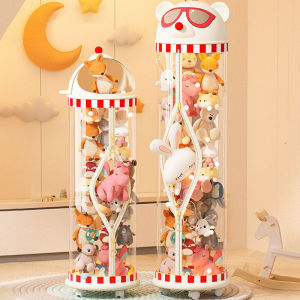 【Hurt】พร้อมส่ง ถังโชว์ตุ๊กตาแบบใหม่ ถังเก็บตุ๊กตาแบบใส ด้วยล้อ กล่องเก็บของ วางซ้อนกันได้ ประหยัดพื้น ที่ กันฝุ่น