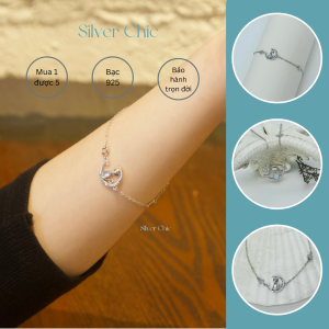 Lắc tay bạc mèo đính đá CZ đổi màu SILVER CHIC LT04 bạc 925