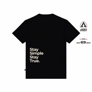 Aerostreet T Shirt Simple And True Hitam Kaos T-Shirt AAAAA