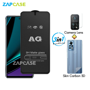 Infinix Note 11s PAKET 3in1 Tempered Glass Anti Glare Free Camera Lens dan Skin Carbon